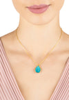 Petite Drop Necklace Gold Arizona Turquoise