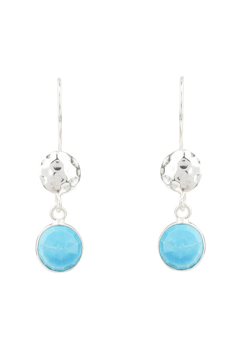 Circle & Hammer Earring in Silver Turquoise against a white background. 