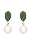 Pearl Classic Drop Earrings Emerald Green