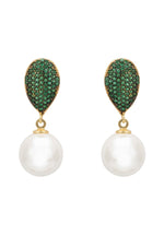 Pearl Classic Drop Earrings Emerald Green