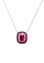 Great Gatsby Pendant Necklace Ruby Silver