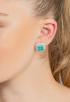 Madeleine Paraiba Tourmaline Large Stud Earrings Silver