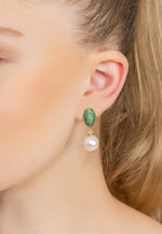 Pearl Classic Drop Earrings Emerald Green