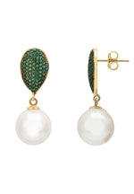 Pearl Classic Drop Earrings Emerald Green