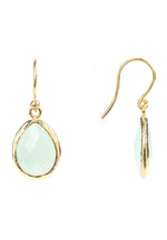 Petite Drop Earrings Aqua Chalcedony Gold