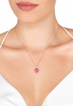 Beatrice Oval Gemstone Pendant Necklace Rose Gold Pink Tourmaline