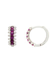 Huggie Hoop Earrings Ruby Silver