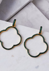 Open Clover Large Drop Earrings Green Gold