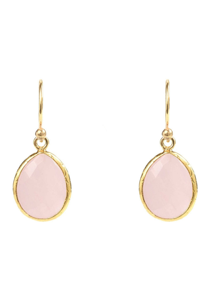 Petite Drop Earrings Rose Quartz Gold