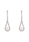 Cradled Pearl Drop Earrings Silver