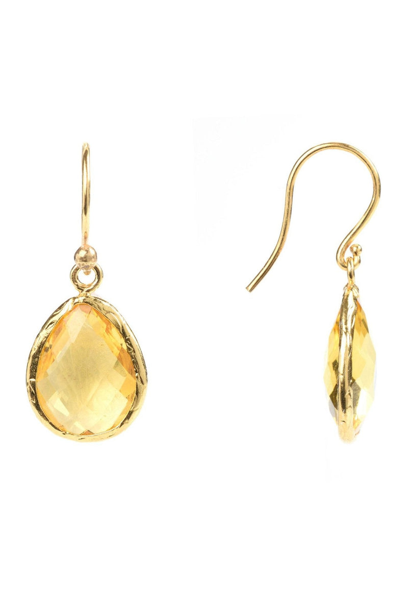 Petite Drop Earrings Citrine Hydro Gold