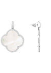 Open Clover Large Mother of Pearl Gemstone Earrings Silver