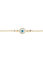 Evil Eye Round Mother of Pearl Gemstone Bracelet Gold