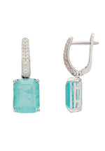 Alexandra Rectangle Drop Earrings Silver Paraiba Tourmaline