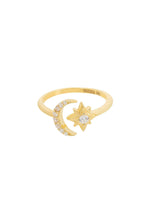 Astrid Moon & Star Ring Gold