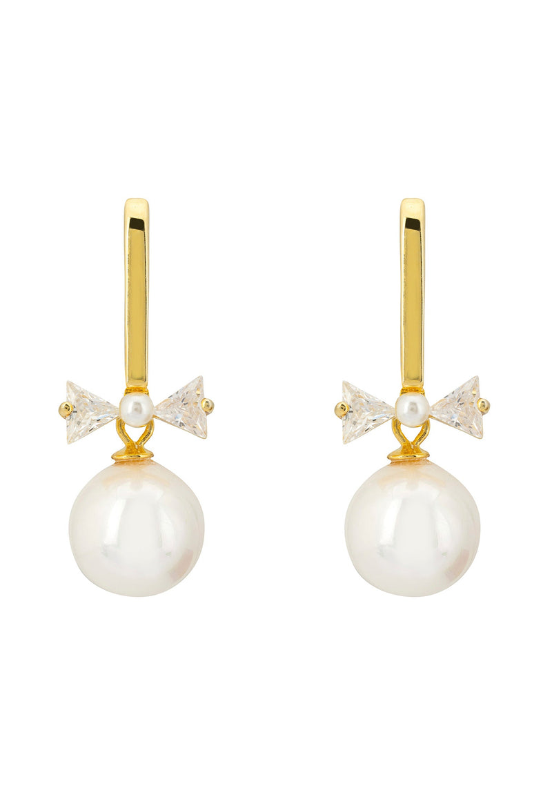 Paris Pearl Drop Earrings Gold