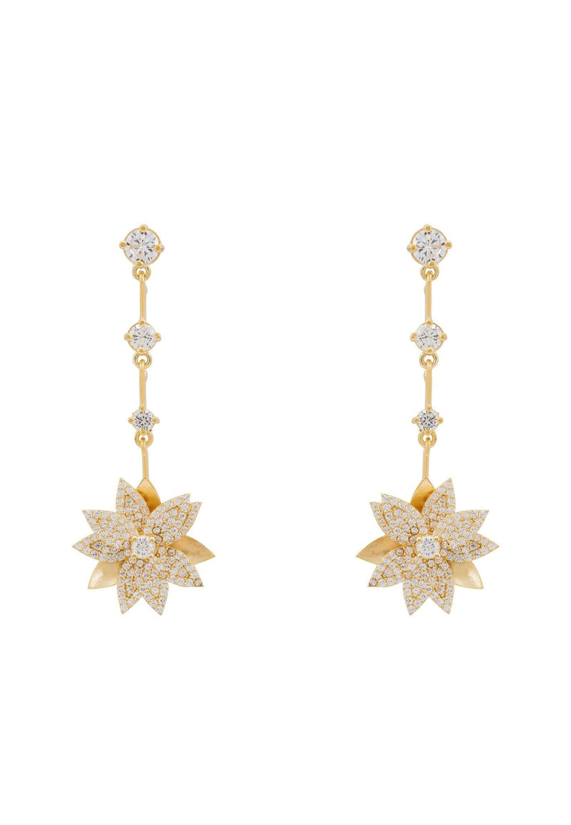 Dahlia Drop Earrings Gold White