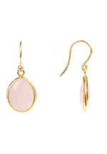 Petite Drop Earrings Rose Quartz Gold