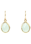 Petite Drop Earrings Aqua Chalcedony Gold