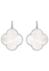 Open Clover Large Mother of Pearl Gemstone Earrings Silver