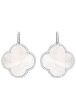 Open Clover Large Mother of Pearl Gemstone Earrings Silver