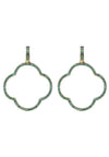 Open Clover Large Drop Earrings Green Gold