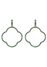 Open Clover Large Drop Earrings Green Gold