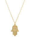 Hamsa Evil Eye Embossed Pendant Necklace Gold