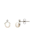 Pearl Tiara Stud Earrings Silver