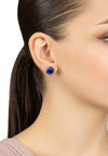 Empress Gemstone Stud Earrings Gold Sapphire