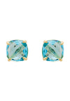 Empress Gemstone Stud Earrings Gold Blue Topaz