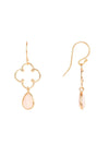 Open Clover Gemstone Drop Earrings Rosegold Rose Quartz