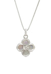 Clover Flower Mother of Pearl Pendant Necklace Silver
