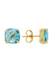 Empress Gemstone Stud Earrings Gold Blue Topaz