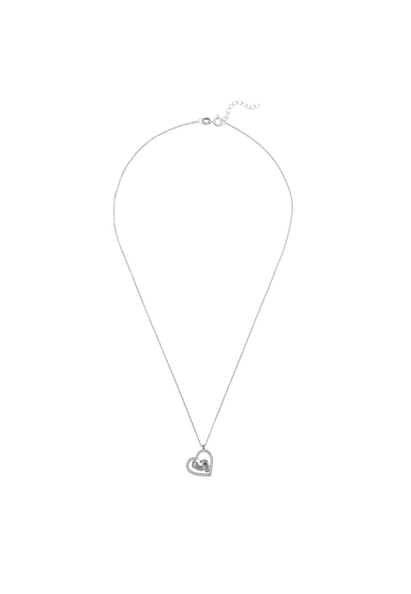 Heart Mum Pendant Necklace Silver