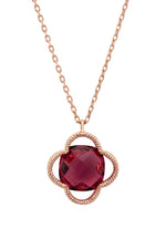 Open Clover Flower Gemstone Necklace Rosegold Pink Tourmaline