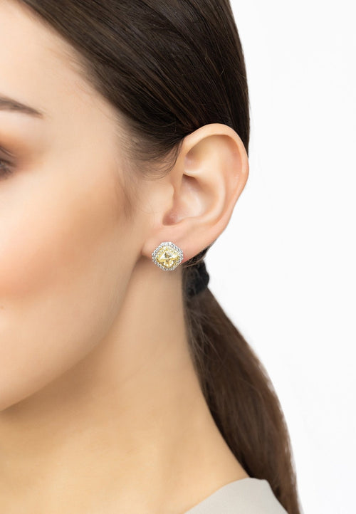 Anastasia Stud Earrings Silver Yellow Topaz