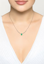 Claudia Gemstone Pendant Necklace Silver Colombian Emerald