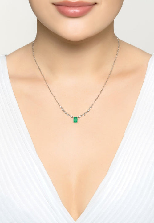 Claudia Gemstone Pendant Necklace Silver Colombian Emerald