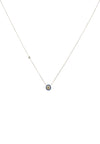 Photo that depicts the size of the evil eye gemstone necklace in silver finish.
