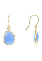 Petite Drop Earrings Dark Blue Chalcedony Gold