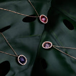 Beatrice Oval Gemstone Pendant Necklace Silver Rose Quartz