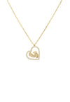 Heart Mum Pendant Necklace Gold against a clear background