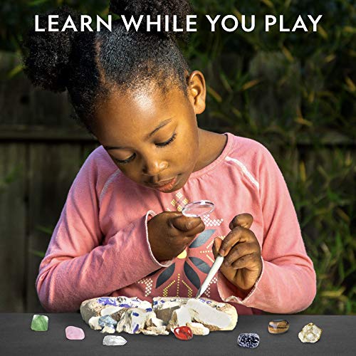 National Geographic Gigantic Gemstone Dig Kit - Excavate 100 Real Gems From A Giant Dig Brick Gem Mining Kit For Kids Stem Rock Collection Activity Includes Tools Learning Guide