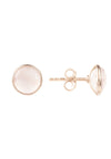 Medium Circle Stud Earrings Rosegold Rose Quartz