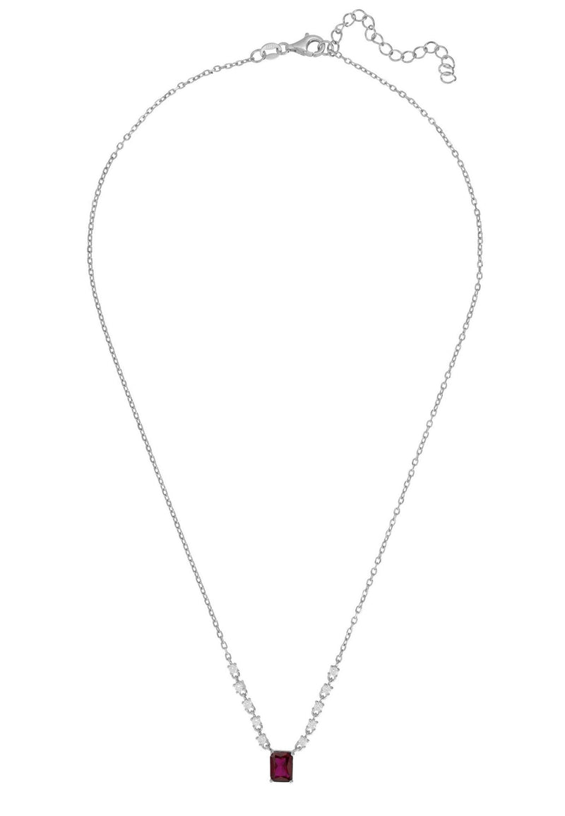 Claudia Gemstone Pendant Necklace Silver Ruby