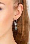 Circle & Hammer Earrings Silver Blue Topaz