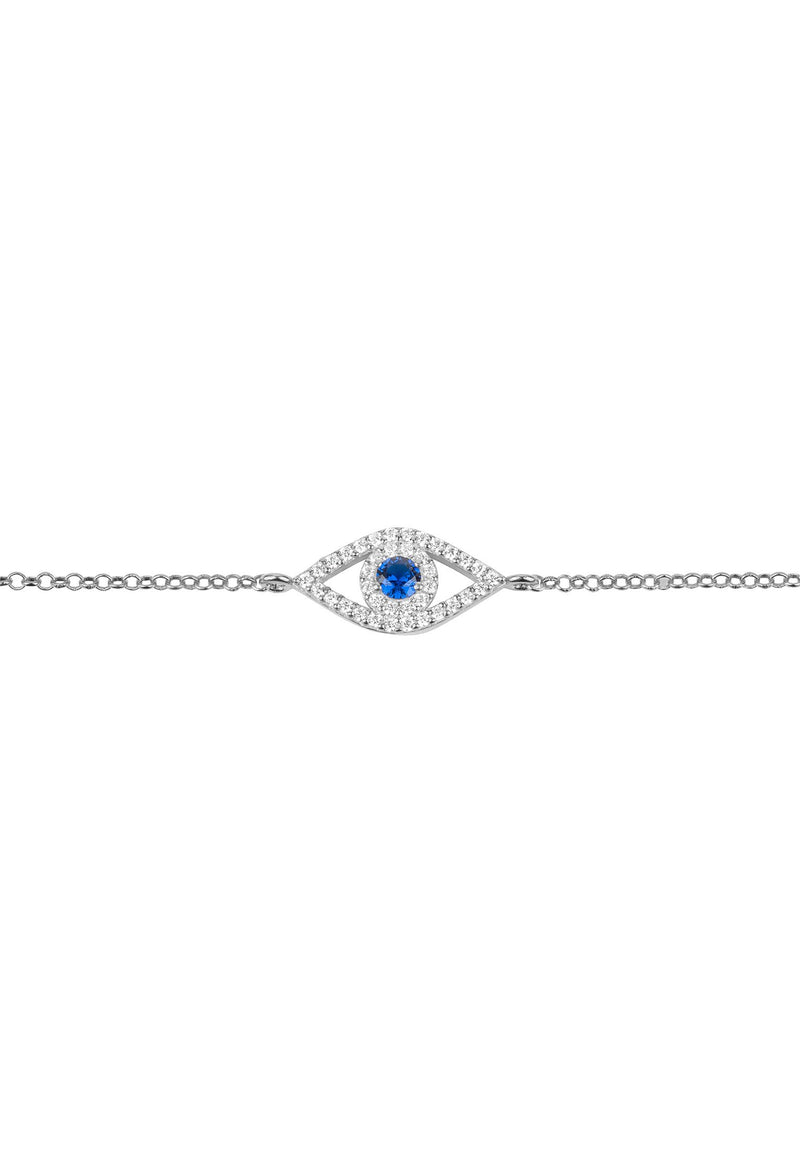 Evil Eye Elliptical Bracelet Blue Silver
