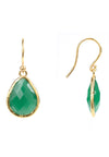 Side view of the Petite Drop Earring Green Onyx Gold earrings