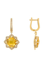 Lilian Flower Gemstone Earrings Gold Citrine